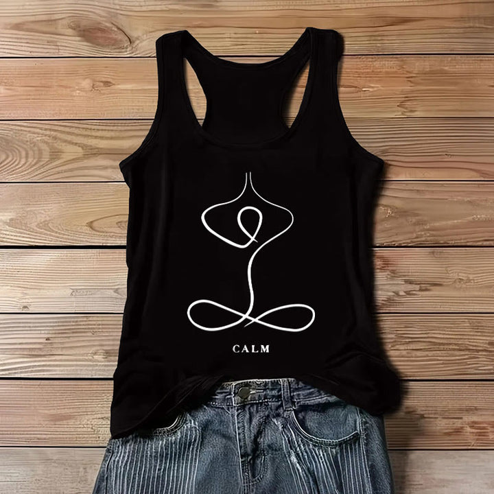 Camiseta de yoga Olivenorma "CALMA" y "RESPIRACIÓN" Camiseta sin mangas espiritual - CALMA - Negro - 3XL - image 6