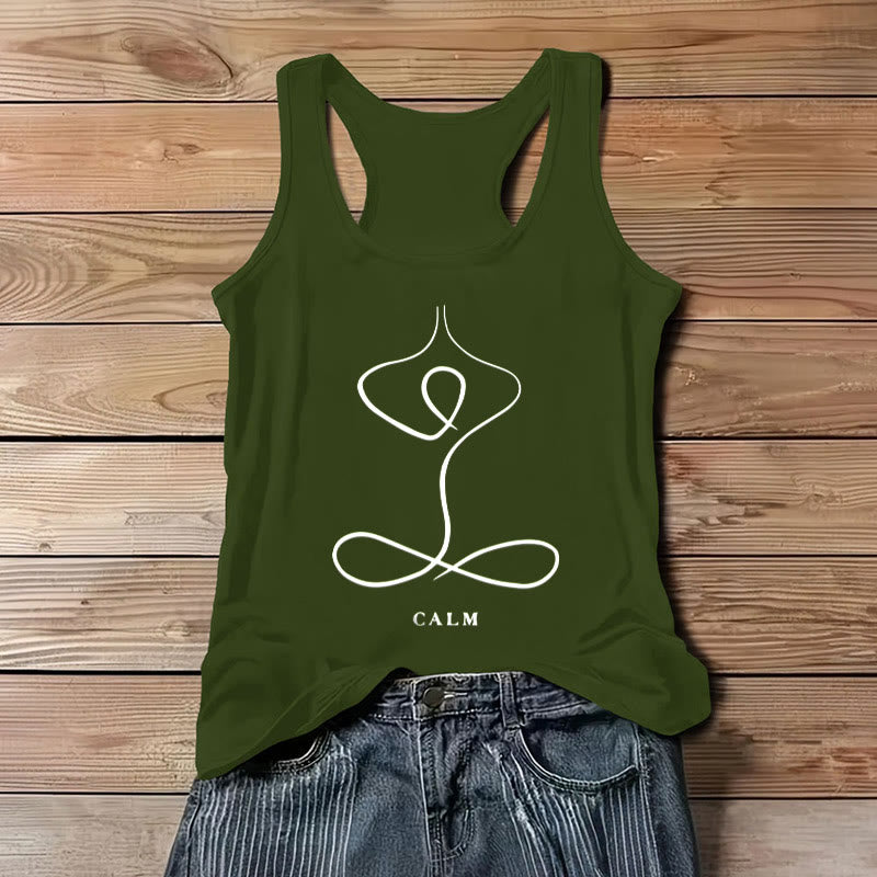 Camiseta de yoga Olivenorma "CALMA" y "RESPIRACIÓN" Camiseta sin mangas espiritual - CALMA - Verde - 3XL - image 11