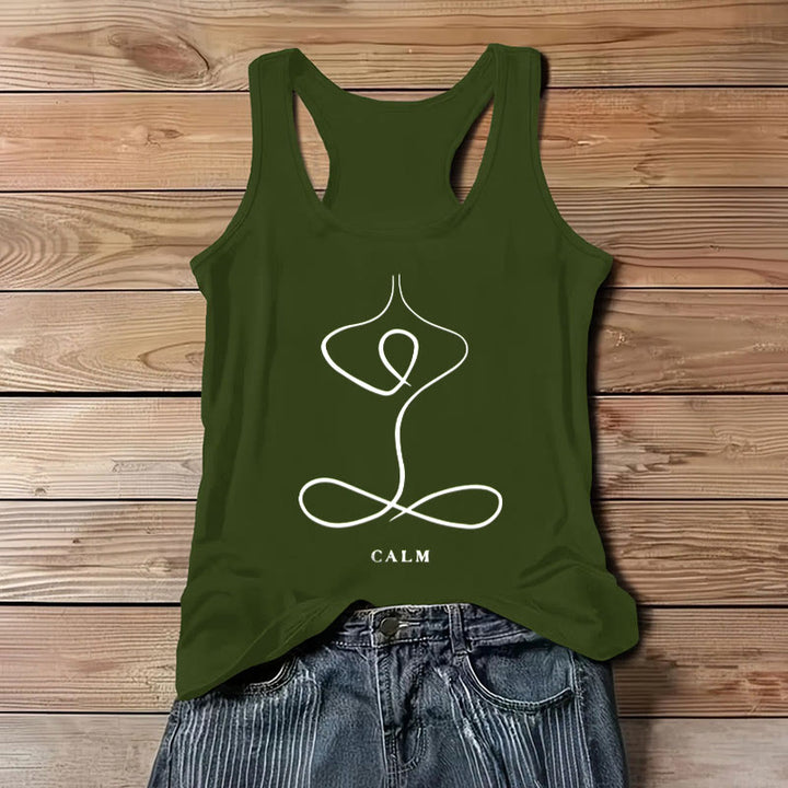 Camiseta de yoga Olivenorma "CALMA" y "RESPIRACIÓN" Camiseta sin mangas espiritual - CALMA - Verde - 3XL - image 11