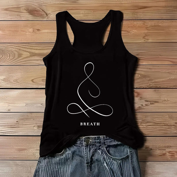 Camiseta de yoga Olivenorma "CALMA" y "RESPIRACIÓN" Camiseta sin mangas espiritual - ALIENTO - Negro - 3XL - image 15