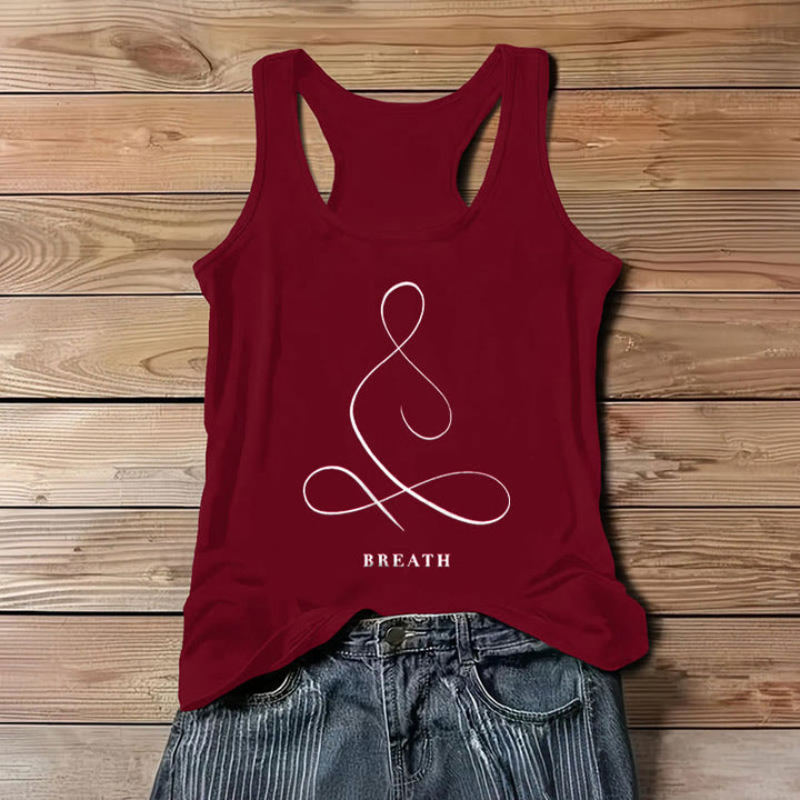 Camiseta de yoga Olivenorma "CALMA" y "RESPIRACIÓN" Camiseta sin mangas espiritual - ALIENTO - Rojo - 3XL - image 19