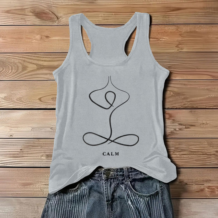Camiseta de yoga Olivenorma "CALMA" y "RESPIRACIÓN" Camiseta sin mangas espiritual - CALMA - Gris - 3XL - image 7