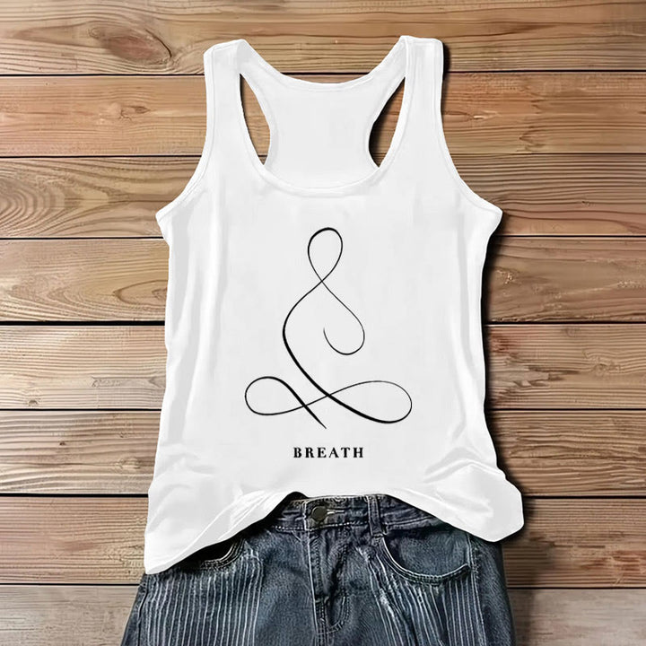 Camiseta de yoga Olivenorma "CALMA" y "RESPIRACIÓN" Camiseta sin mangas espiritual - ALIENTO - Blanco - 3XL - image 13