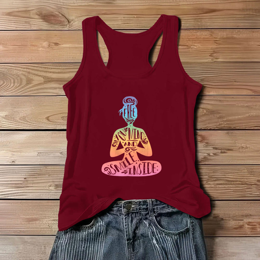 Camiseta Olivenorma "Libera tu mente y sonríe por dentro" para meditación de chakras - Rojo - 3XL - image 1