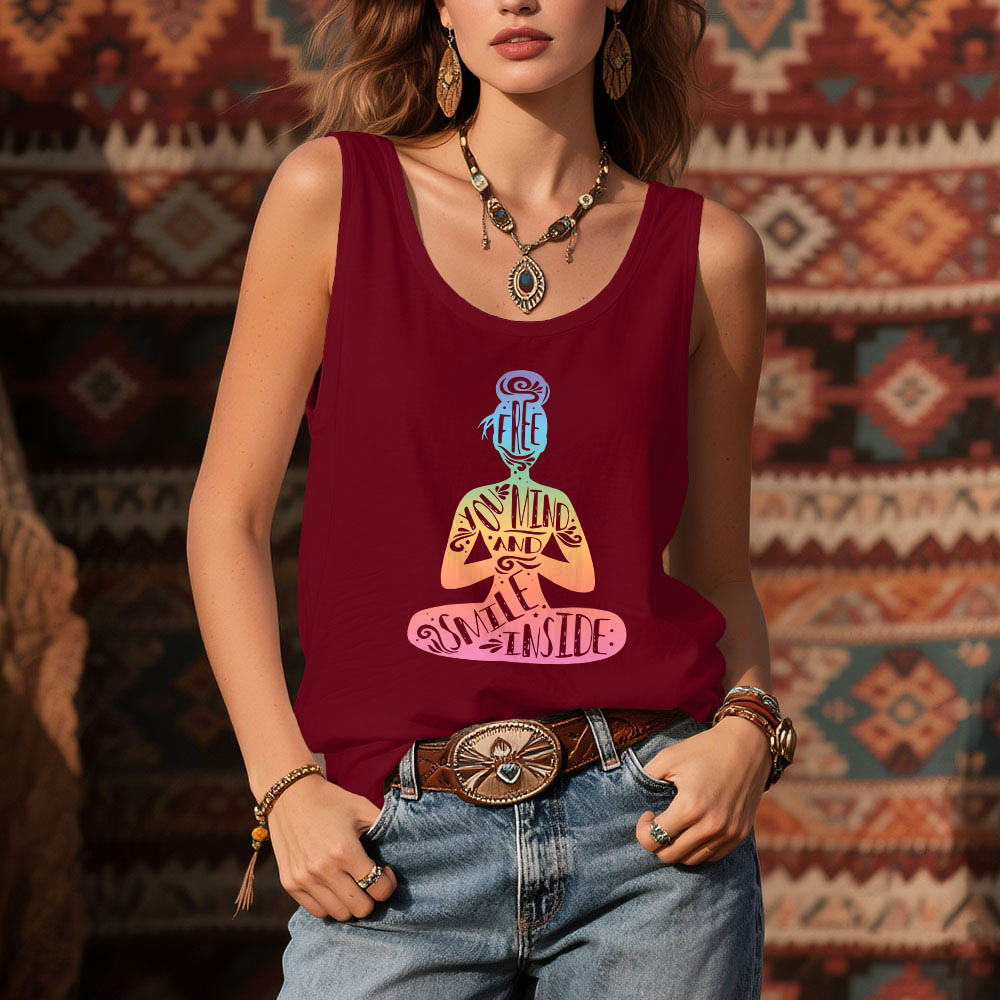 Camiseta Olivenorma "Libera tu mente y sonríe por dentro" para meditación de chakras - image 2
