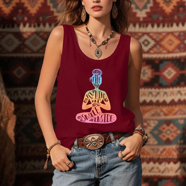 Camiseta Olivenorma "Libera tu mente y sonríe por dentro" para meditación de chakras - image 2