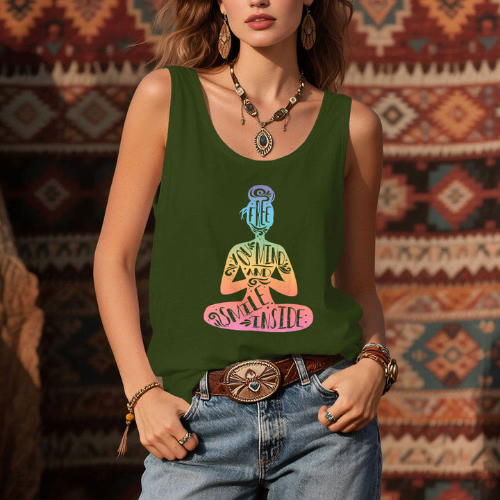 Camiseta Olivenorma "Libera tu mente y sonríe por dentro" para meditación de chakras - image 13