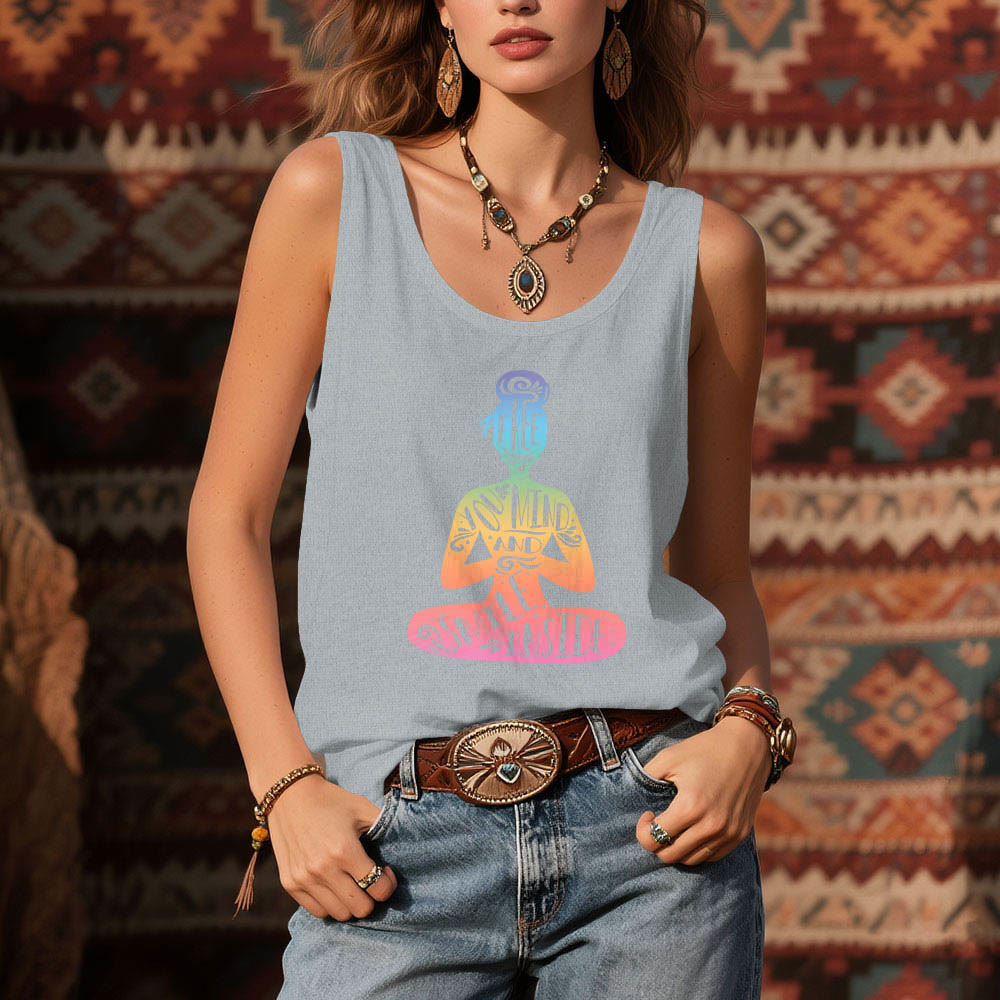 Camiseta Olivenorma "Libera tu mente y sonríe por dentro" para meditación de chakras - image 11