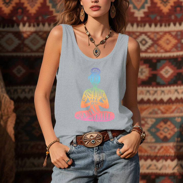 Camiseta Olivenorma "Libera tu mente y sonríe por dentro" para meditación de chakras - image 11