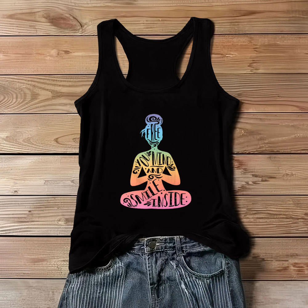 Camiseta Olivenorma "Libera tu mente y sonríe por dentro" para meditación de chakras - Negro - 3XL - image 8
