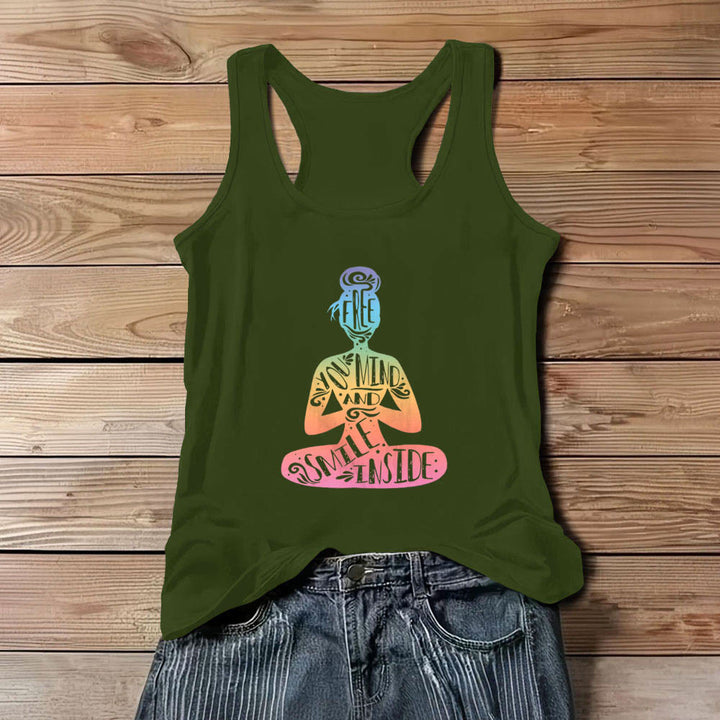 Camiseta Olivenorma "Libera tu mente y sonríe por dentro" para meditación de chakras - Verde - 3XL - image 12