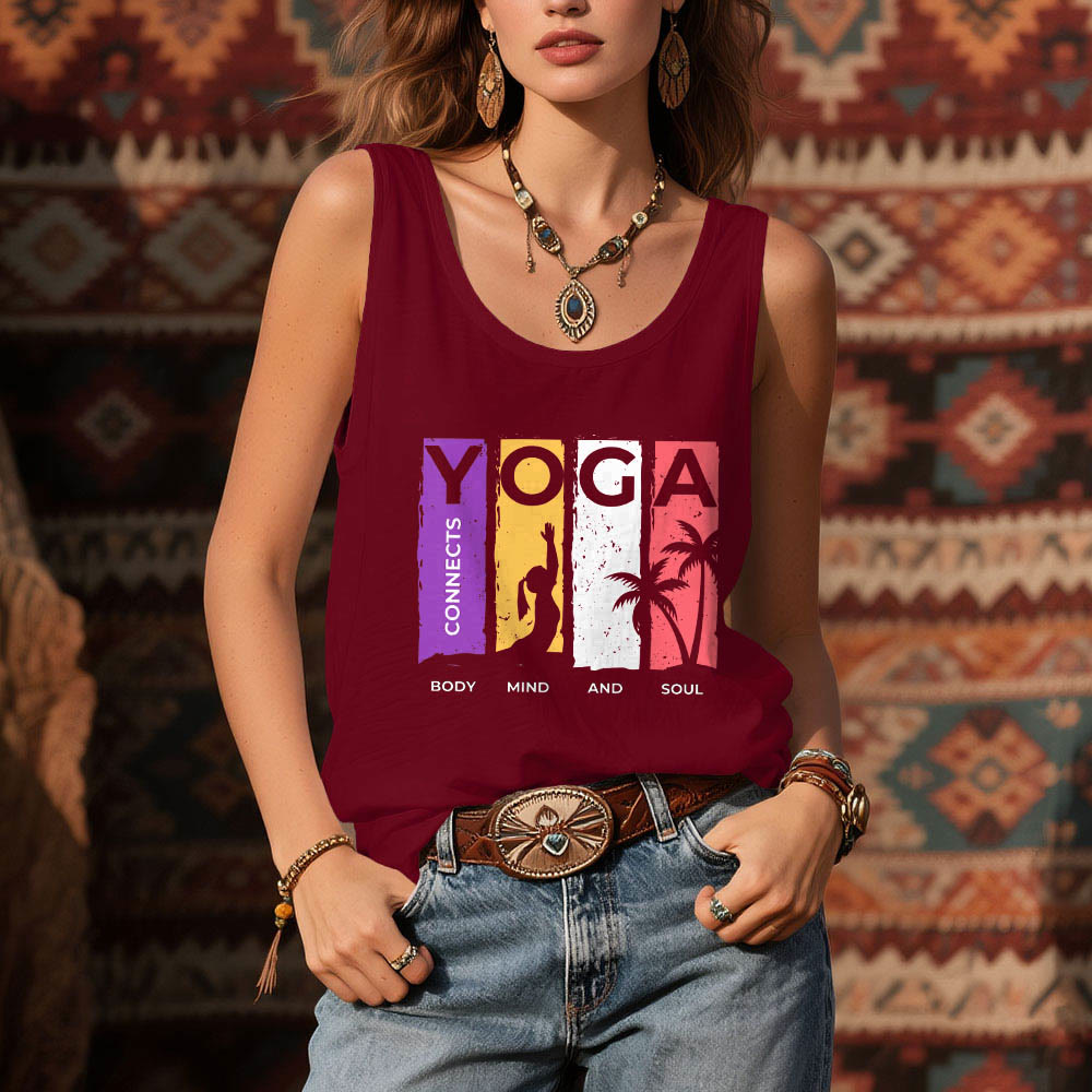 Olivenorma "YOGA CONECTA CUERPO, MENTE Y ALMA" Camiseta sin mangas gráfica para mujer - image 6