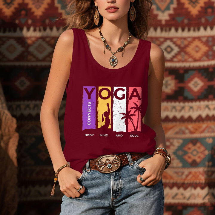 Olivenorma "YOGA CONECTA CUERPO, MENTE Y ALMA" Camiseta sin mangas gráfica para mujer - image 6
