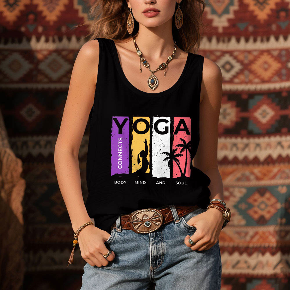 Olivenorma "YOGA CONECTA CUERPO, MENTE Y ALMA" Camiseta sin mangas gráfica para mujer - image 2