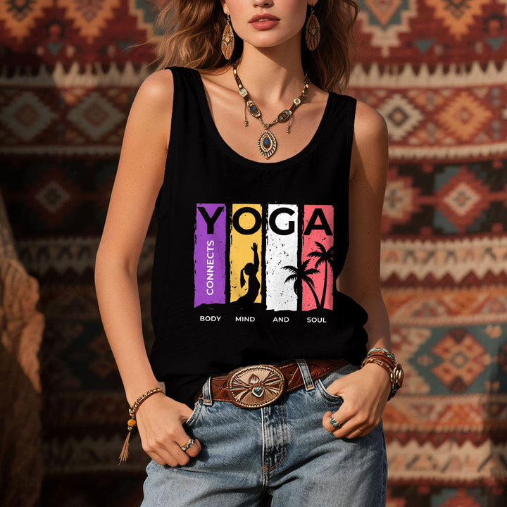 Olivenorma "YOGA CONECTA CUERPO, MENTE Y ALMA" Camiseta sin mangas gráfica para mujer - image 2