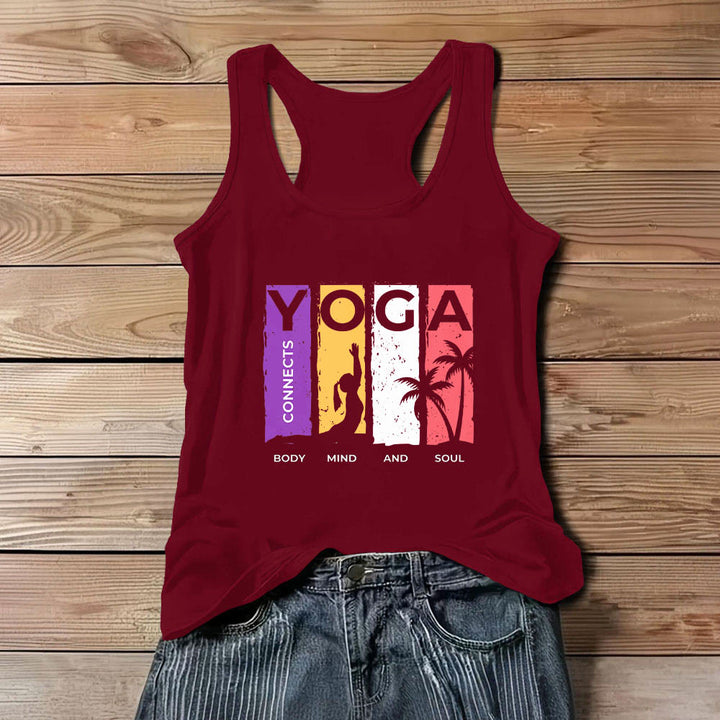 Olivenorma "YOGA CONECTA CUERPO, MENTE Y ALMA" Camiseta sin mangas gráfica para mujer - Rojo - 3XL - image 5