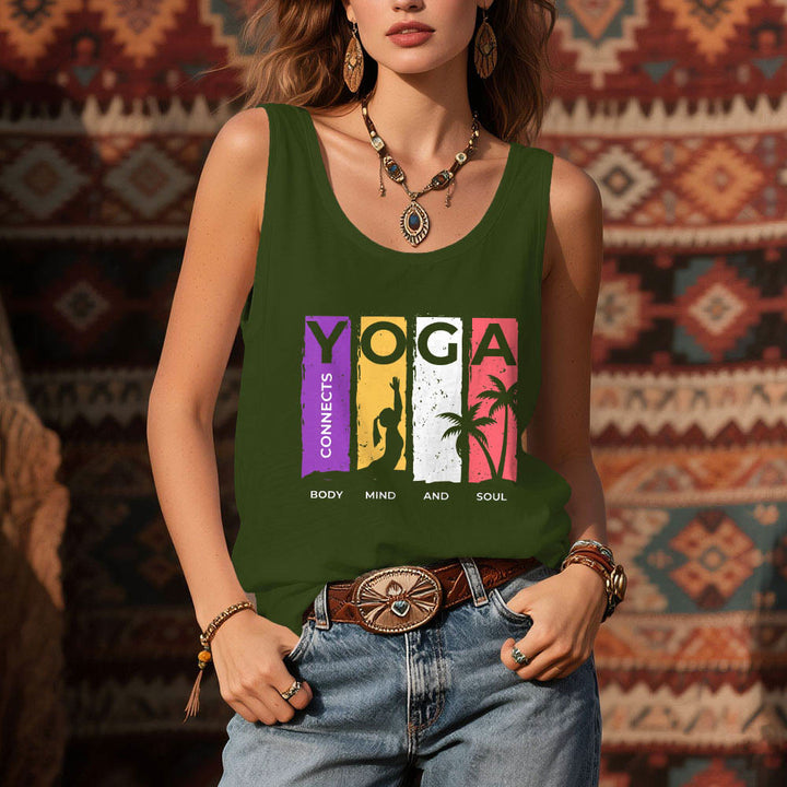 Olivenorma "YOGA CONECTA CUERPO, MENTE Y ALMA" Camiseta sin mangas gráfica para mujer - image 8