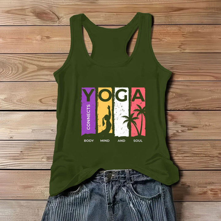 Olivenorma "YOGA CONECTA CUERPO, MENTE Y ALMA" Camiseta sin mangas gráfica para mujer - Verde - 3XL - image 7