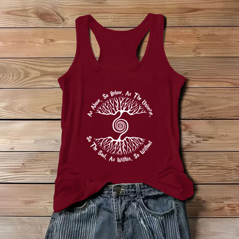 Camiseta sin mangas cómoda para mujer "Como es arriba, es abajo" del Árbol de la Vida de Olivenorma - Rojo - 3XL - image 12