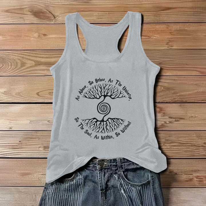 Camiseta sin mangas cómoda para mujer "Como es arriba, es abajo" del Árbol de la Vida de Olivenorma - Gris - 3XL - image 10