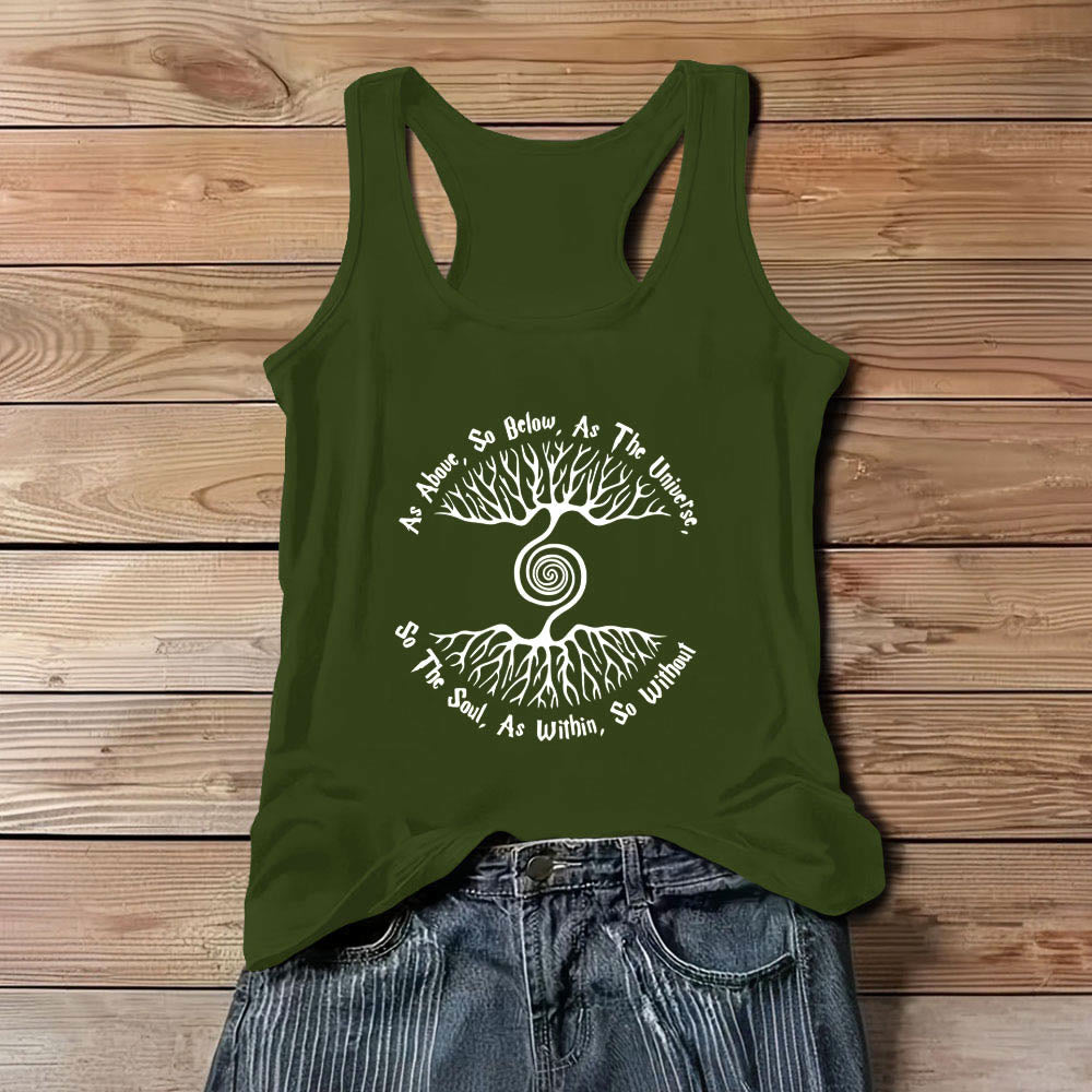 Camiseta sin mangas cómoda para mujer "Como es arriba, es abajo" del Árbol de la Vida de Olivenorma - Verde - 3XL - image 1
