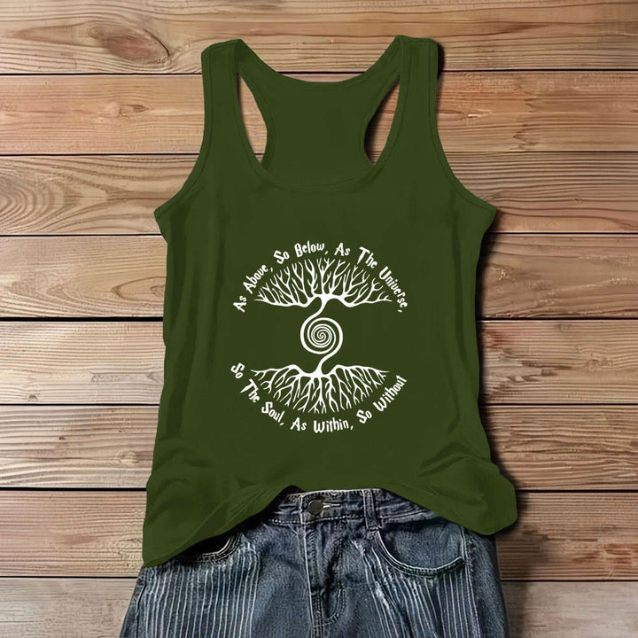 Camiseta sin mangas cómoda para mujer "Como es arriba, es abajo" del Árbol de la Vida de Olivenorma - Verde - 3XL - image 1