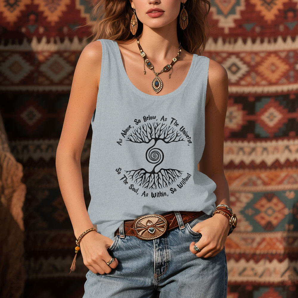 Camiseta sin mangas cómoda para mujer "Como es arriba, es abajo" del Árbol de la Vida de Olivenorma - image 11