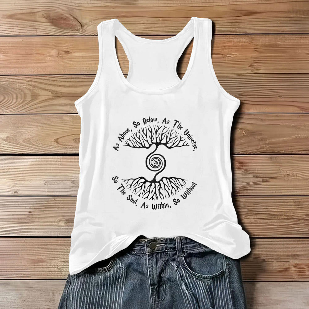 Camiseta sin mangas cómoda para mujer "Como es arriba, es abajo" del Árbol de la Vida de Olivenorma - Blanco - 3XL - image 6