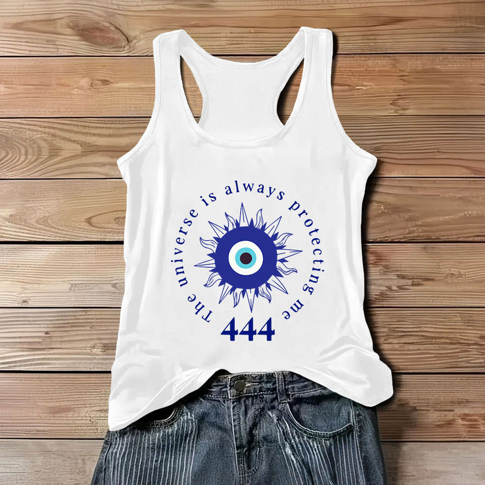 Olivenorma "444" - Camiseta espiritual de tirantes con protección contra el mal de ojo - Blanco - 3XL - image 1