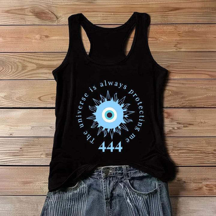 Olivenorma "444" - Camiseta espiritual de tirantes con protección contra el mal de ojo - Negro - 3XL - image 6