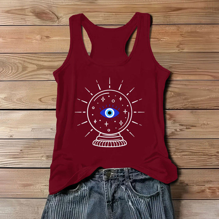 Olivenorma - Camiseta sin mangas suave con espalda deportiva y gráficos de bola de cristal y ojo mágico - Rojo - 3XL - image 10