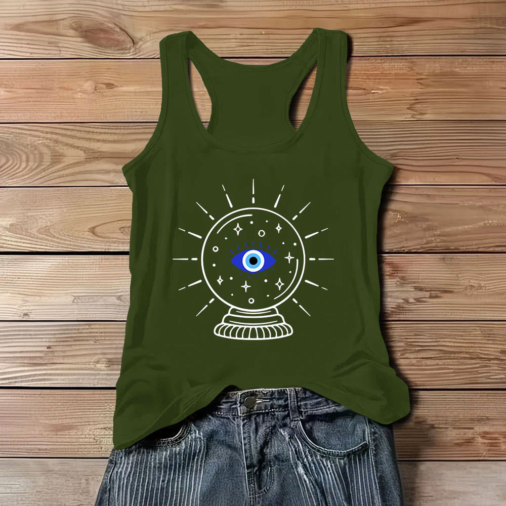 Olivenorma - Camiseta sin mangas suave con espalda deportiva y gráficos de bola de cristal y ojo mágico - Verde - 3XL - image 12