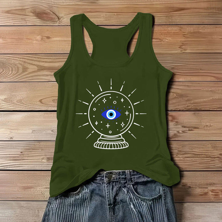 Olivenorma - Camiseta sin mangas suave con espalda deportiva y gráficos de bola de cristal y ojo mágico - Verde - 3XL - image 12