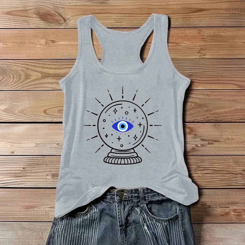 Olivenorma - Camiseta sin mangas suave con espalda deportiva y gráficos de bola de cristal y ojo mágico - Gris - 3XL - image 8