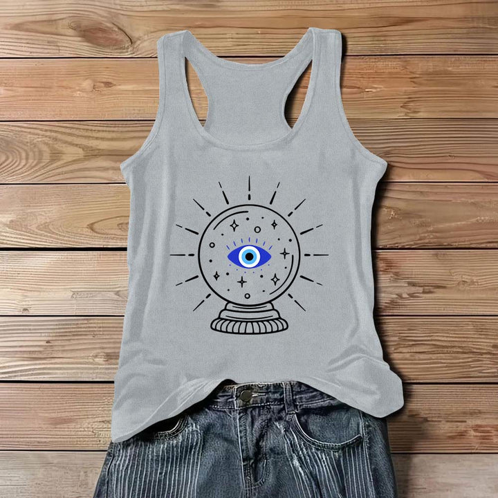 Olivenorma - Camiseta sin mangas suave con espalda deportiva y gráficos de bola de cristal y ojo mágico - Gris - 3XL - image 8