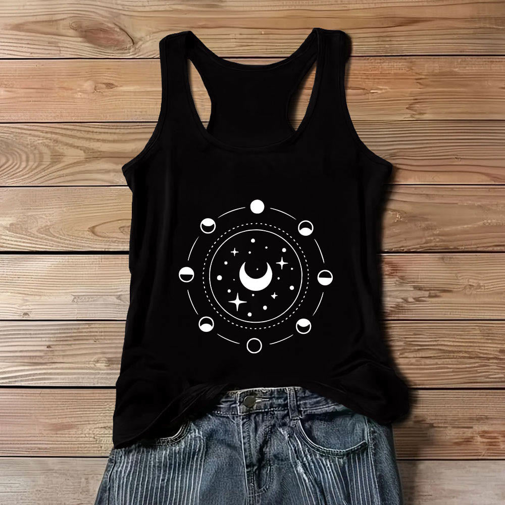Camiseta Olivenorma con espalda nadadora y fases lunares celestiales para mujer - Negro - 3XL - image 1