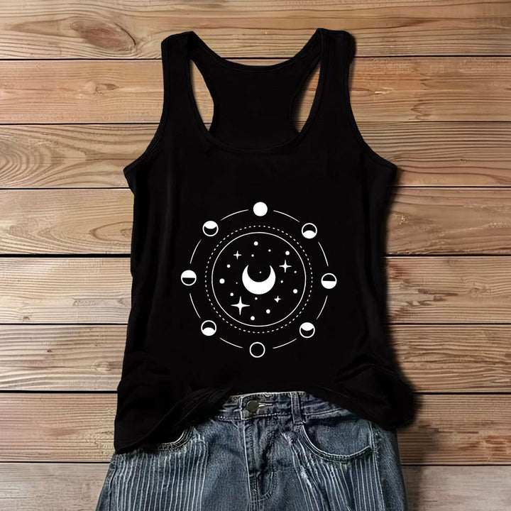 Camiseta Olivenorma con espalda nadadora y fases lunares celestiales para mujer - Negro - 3XL - image 1