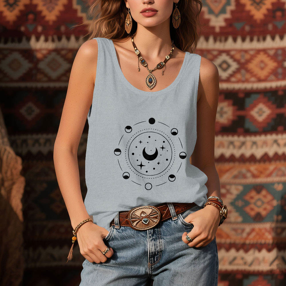 Camiseta Olivenorma con espalda nadadora y fases lunares celestiales para mujer - image 9