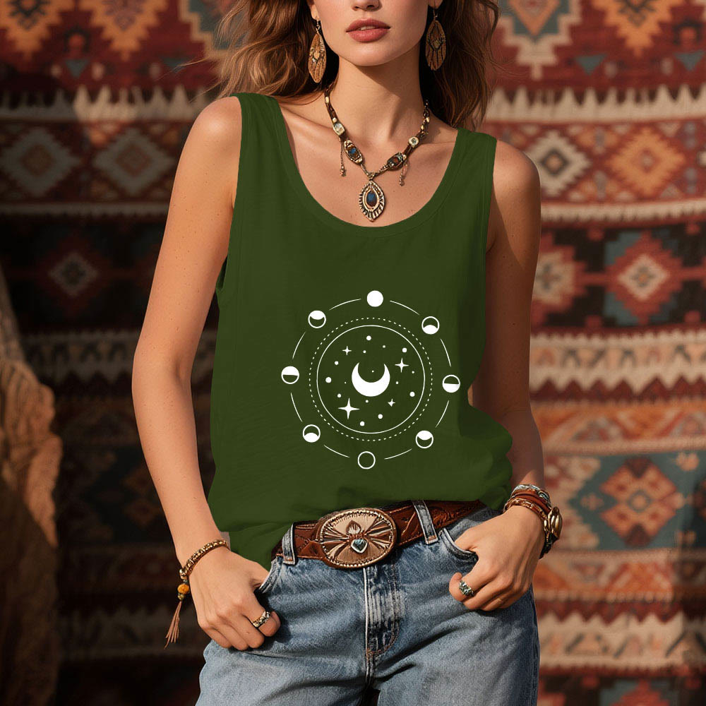 Camiseta Olivenorma con espalda nadadora y fases lunares celestiales para mujer - image 13