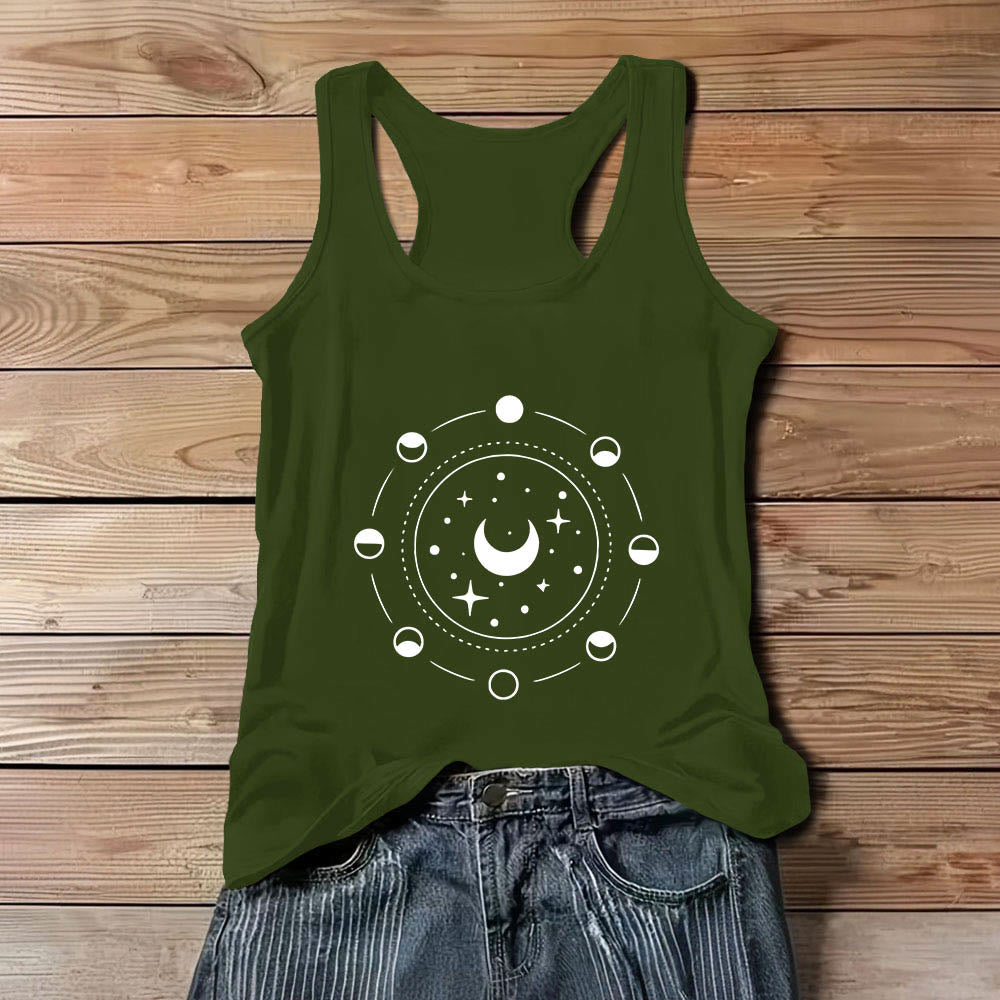 Camiseta Olivenorma con espalda nadadora y fases lunares celestiales para mujer - Verde - 3XL - image 12