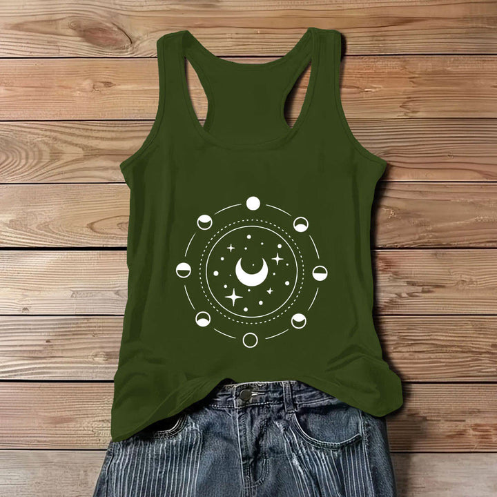Camiseta Olivenorma con espalda nadadora y fases lunares celestiales para mujer - Verde - 3XL - image 12
