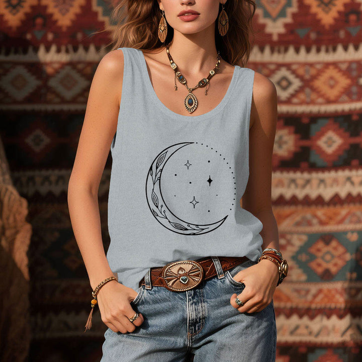Camiseta de yoga Olivenorma con luna creciente y estrellas celestiales para mujer - image 9