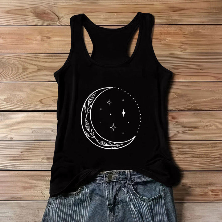 Camiseta de yoga Olivenorma con luna creciente y estrellas celestiales para mujer - Negro - 3XL - image 1