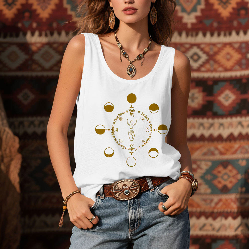 Camiseta sin mangas Olivenorma Rueda del Año Fases Lunares Diosa Poder Femenino - image 6