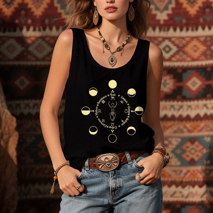 Camiseta sin mangas Olivenorma Rueda del Año Fases Lunares Diosa Poder Femenino - image 2