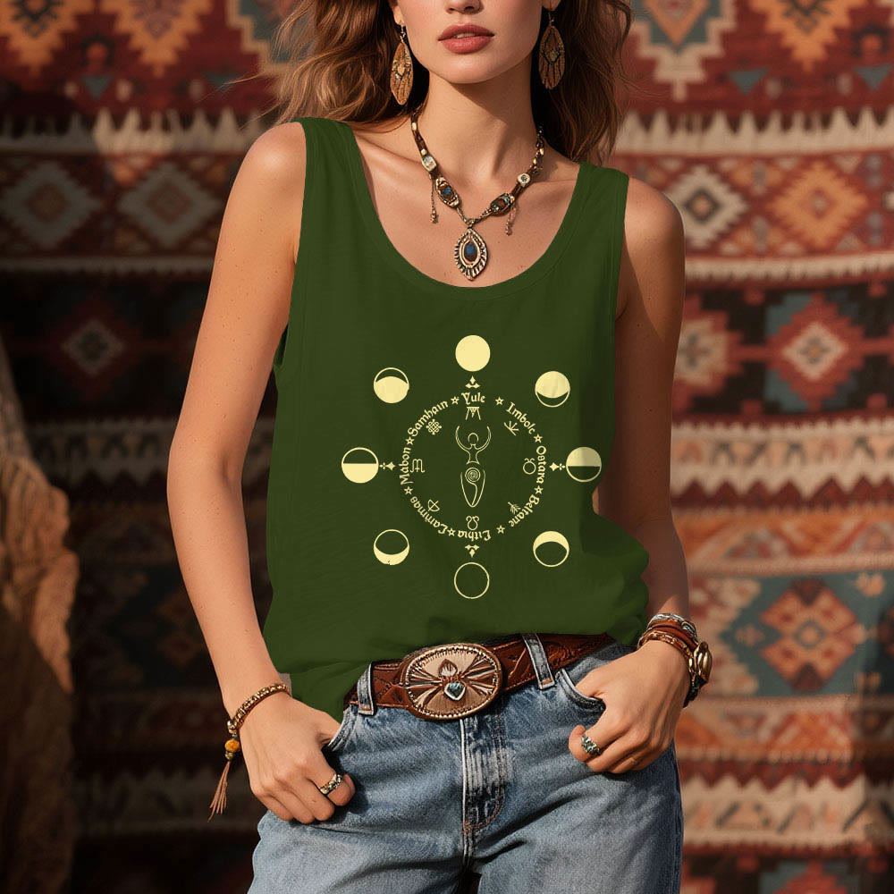 Camiseta sin mangas Olivenorma Rueda del Año Fases Lunares Diosa Poder Femenino - image 12