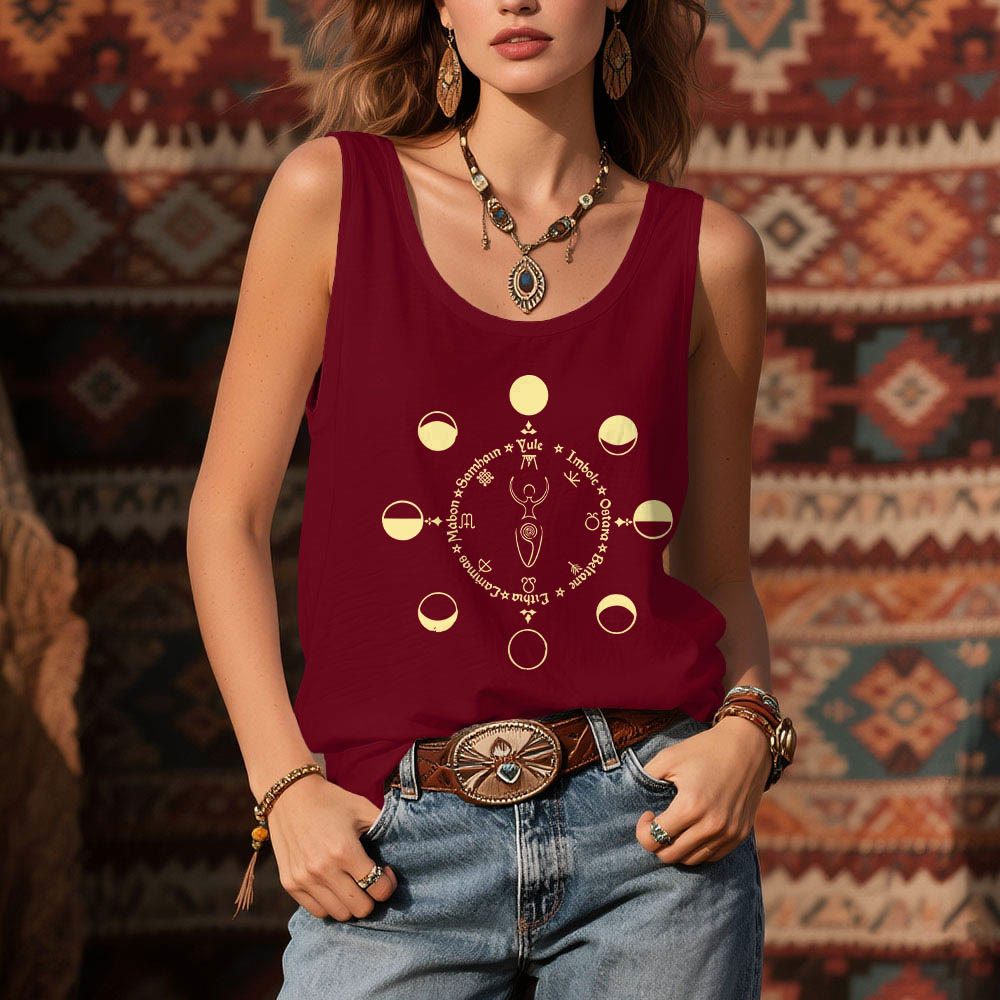 Camiseta sin mangas Olivenorma Rueda del Año Fases Lunares Diosa Poder Femenino - image 10