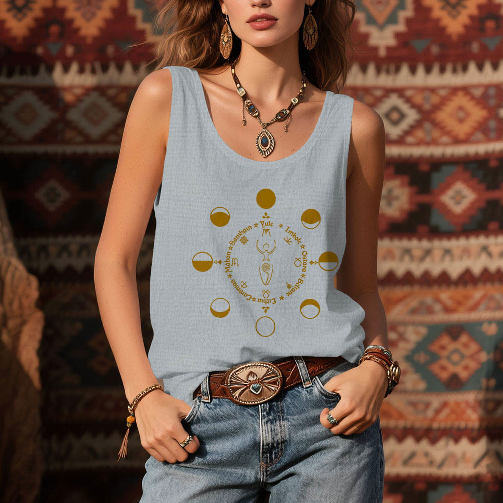 Camiseta sin mangas Olivenorma Rueda del Año Fases Lunares Diosa Poder Femenino - image 8