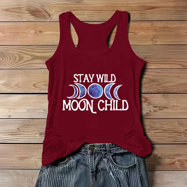 Olivenorma "MANTENTE SALVAJE, NIÑA DE LA LUNA" Camiseta sin mangas espiritual suave con fases lunares - image 10