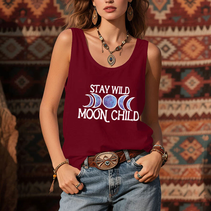 Olivenorma "MANTENTE SALVAJE, NIÑA DE LA LUNA" Camiseta sin mangas espiritual suave con fases lunares - image 11